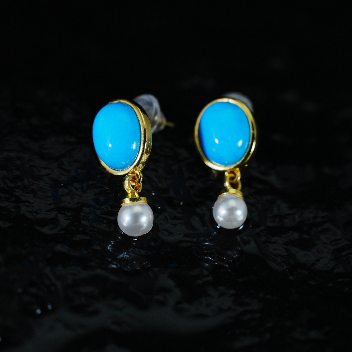 Blue Stud Earrings | Minimal Spiritual Jewelry | Vintage-Inspired Look | Elegant Everyday Design | Nature-Inspired Artistic Accessory