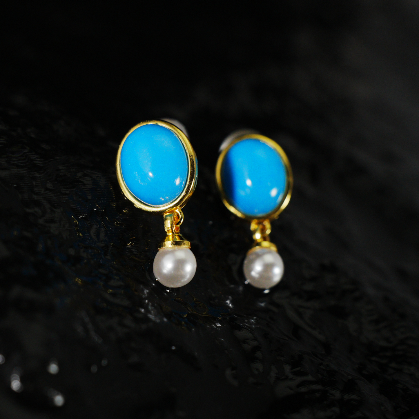 Blue Stud Earrings | Minimal Spiritual Jewelry | Vintage-Inspired Look | Elegant Everyday Design | Nature-Inspired Artistic Accessory
