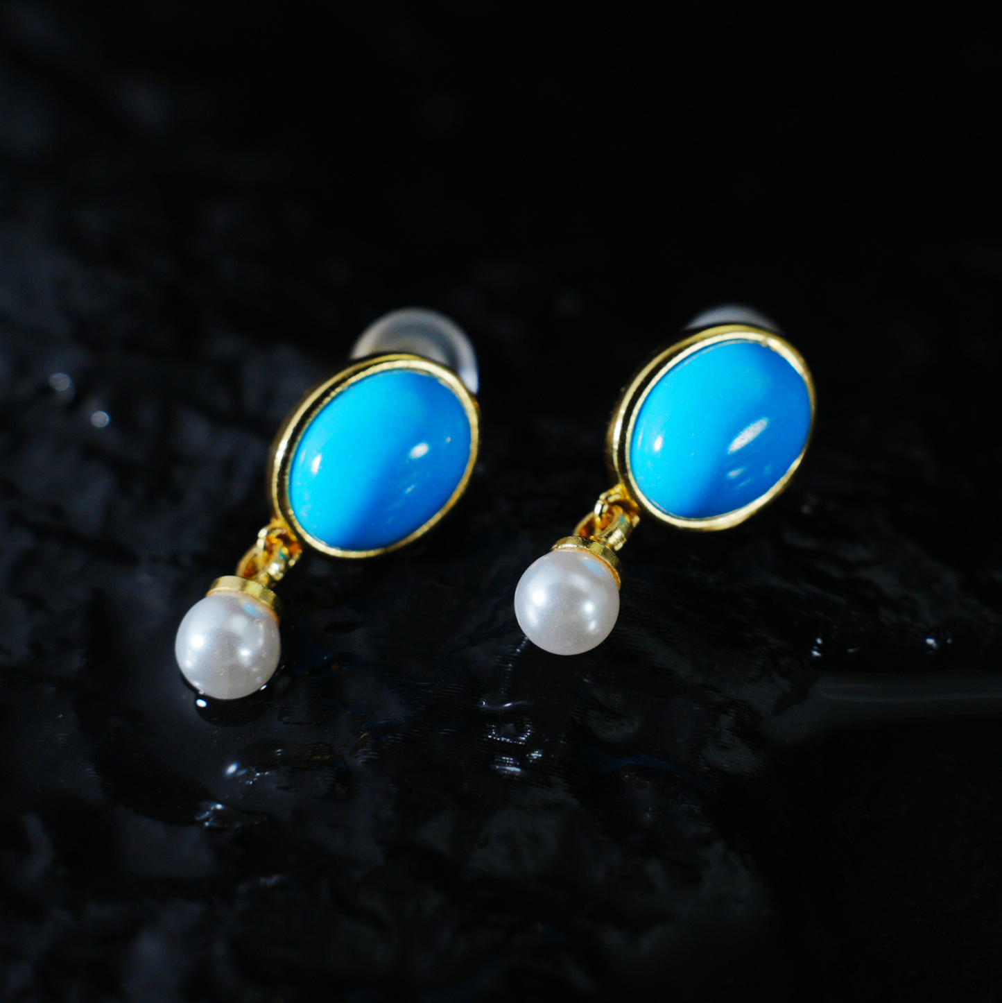 Blue Stud Earrings | Minimal Spiritual Jewelry | Vintage-Inspired Look | Elegant Everyday Design | Nature-Inspired Artistic Accessory