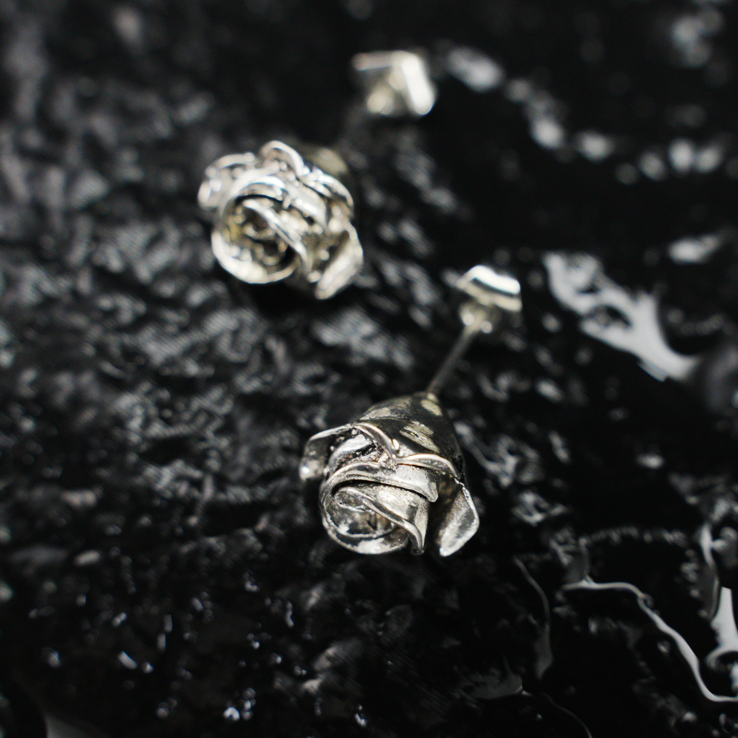 Vintage Silver Rose Stud Earrings | Floral Earrings for Women | Handcrafted Gothic Romantic Jewelry