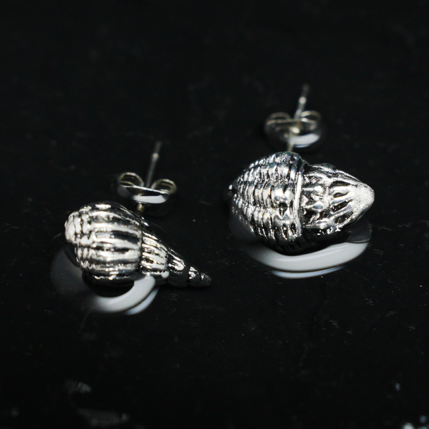 Sea Shell Stud Earrings, Asymmetric Nautical Jewelry, Minimalist Ocean-Inspired Ear Studs, Handmade Gift for Her