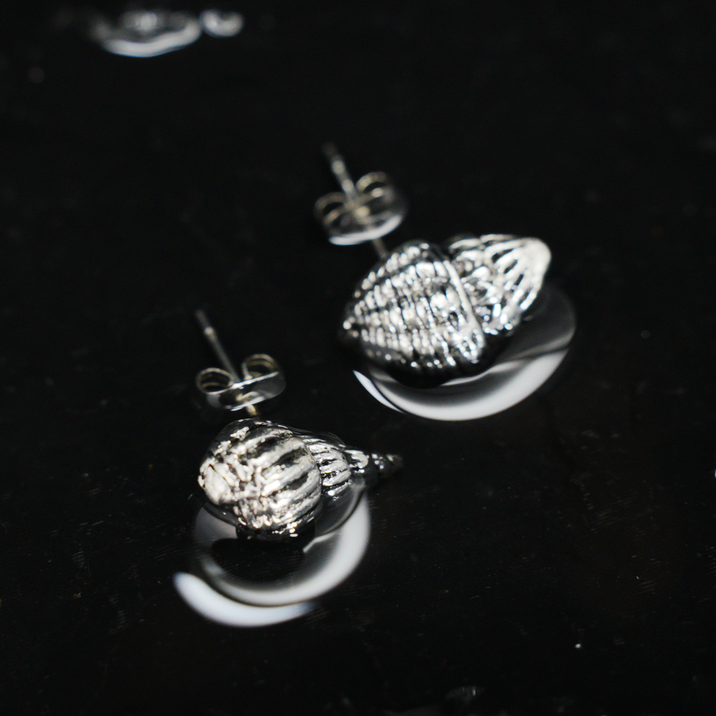 Sea Shell Stud Earrings, Asymmetric Nautical Jewelry, Minimalist Ocean-Inspired Ear Studs, Handmade Gift for Her