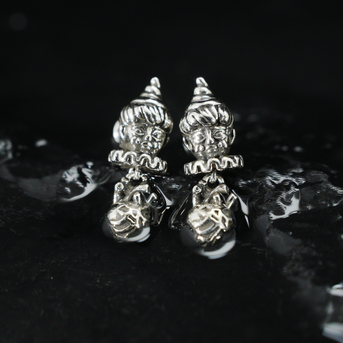 Dual-Faced Doll & Heart Stud Earrings | Gothic Anatomical Jewelry| Dark fairy tale style personalized accessories