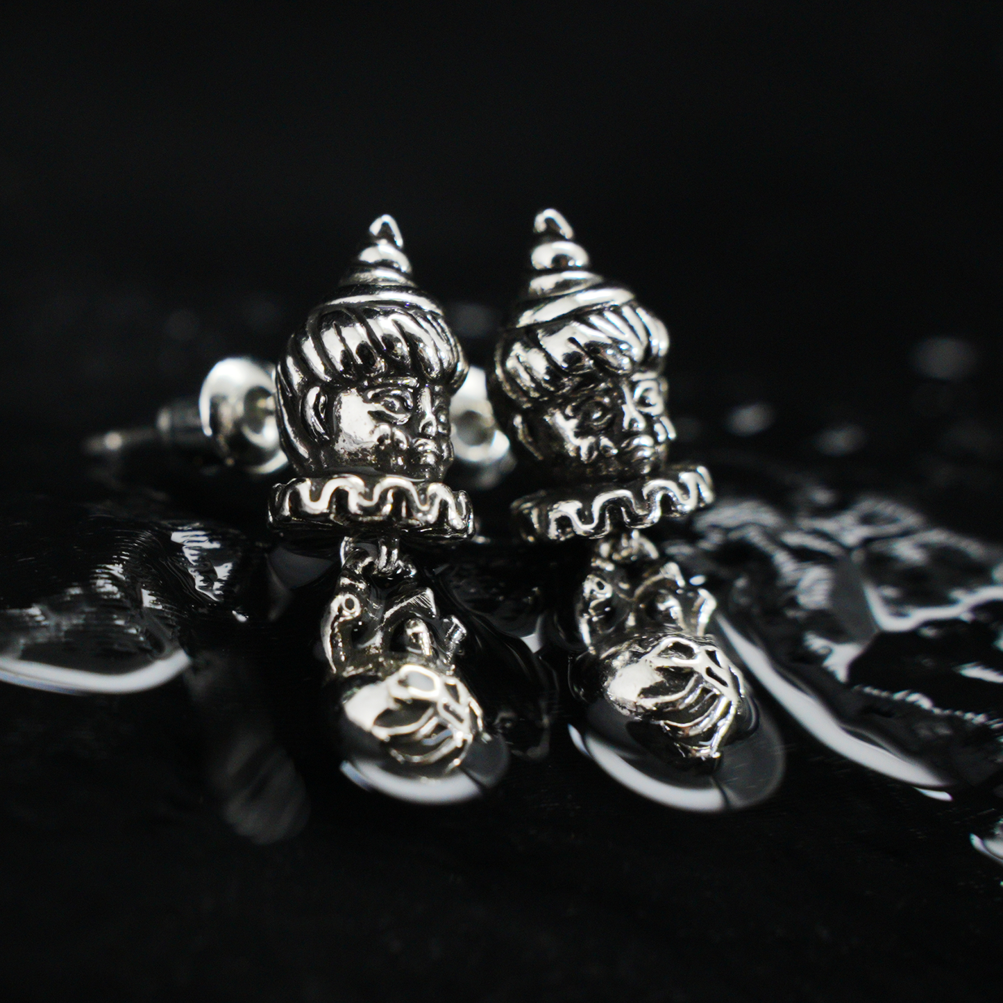 Dual-Faced Doll & Heart Stud Earrings | Gothic Anatomical Jewelry| Dark fairy tale style personalized accessories