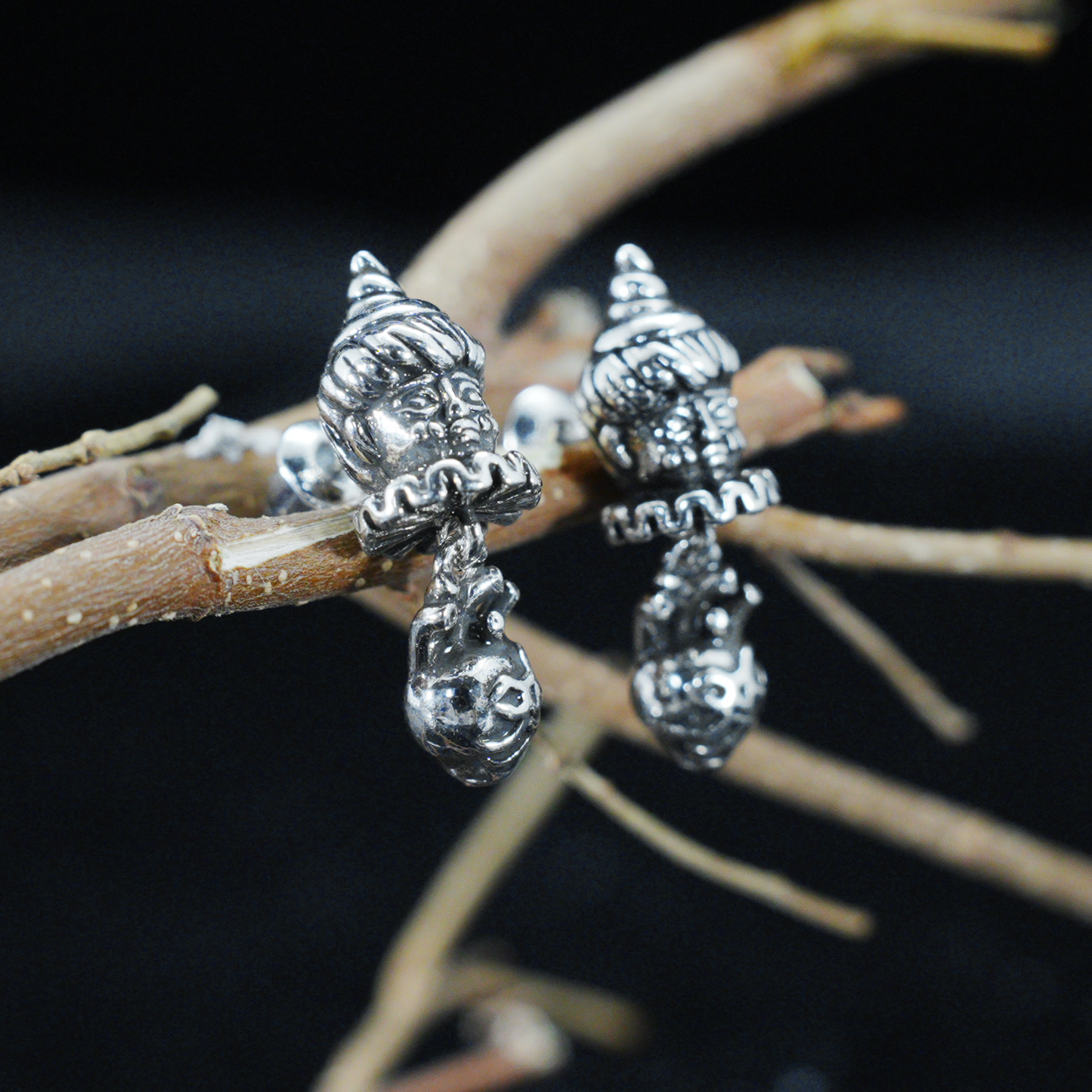 Dual-Faced Doll & Heart Stud Earrings | Gothic Anatomical Jewelry| Dark fairy tale style personalized accessories