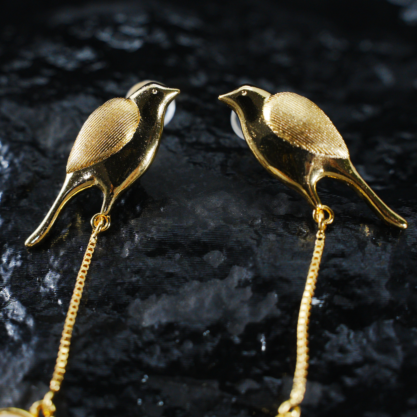 Golden Bird Earrings – Minimalist Flying Bird Design, Soulful Gift for Her, Delicate Dangle Ear Jewelry