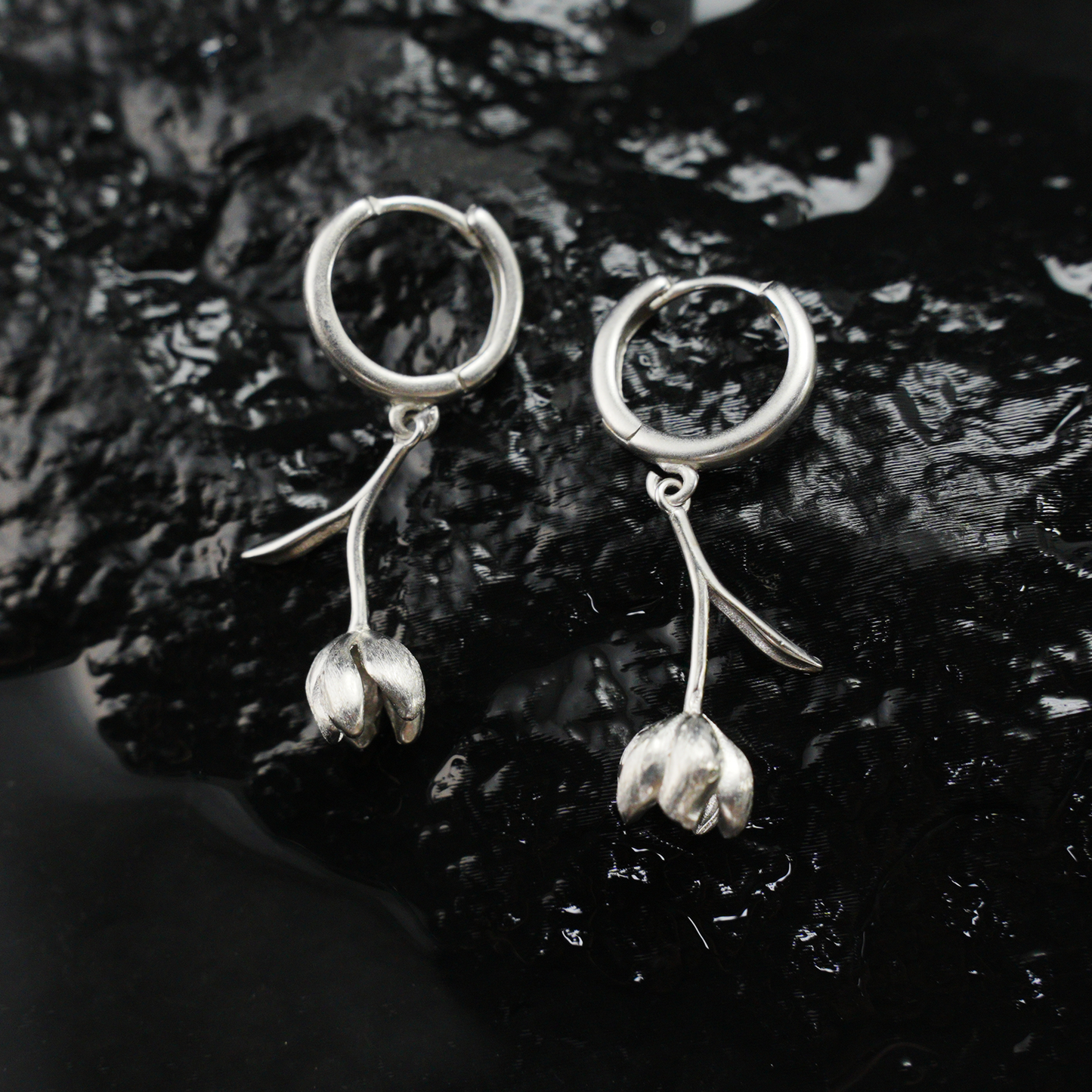 Botanical Bud Earrings, Minimalist Floral Drop Earrings, Nature Inspired Symbol of Growth and Quiet Emotion