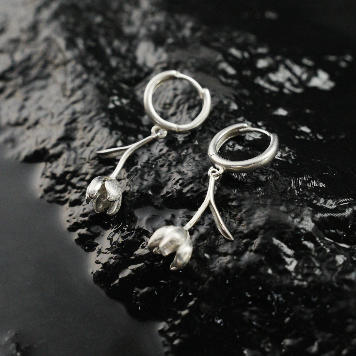 Botanical Bud Earrings, Minimalist Floral Drop Earrings, Nature Inspired Symbol of Growth and Quiet Emotion