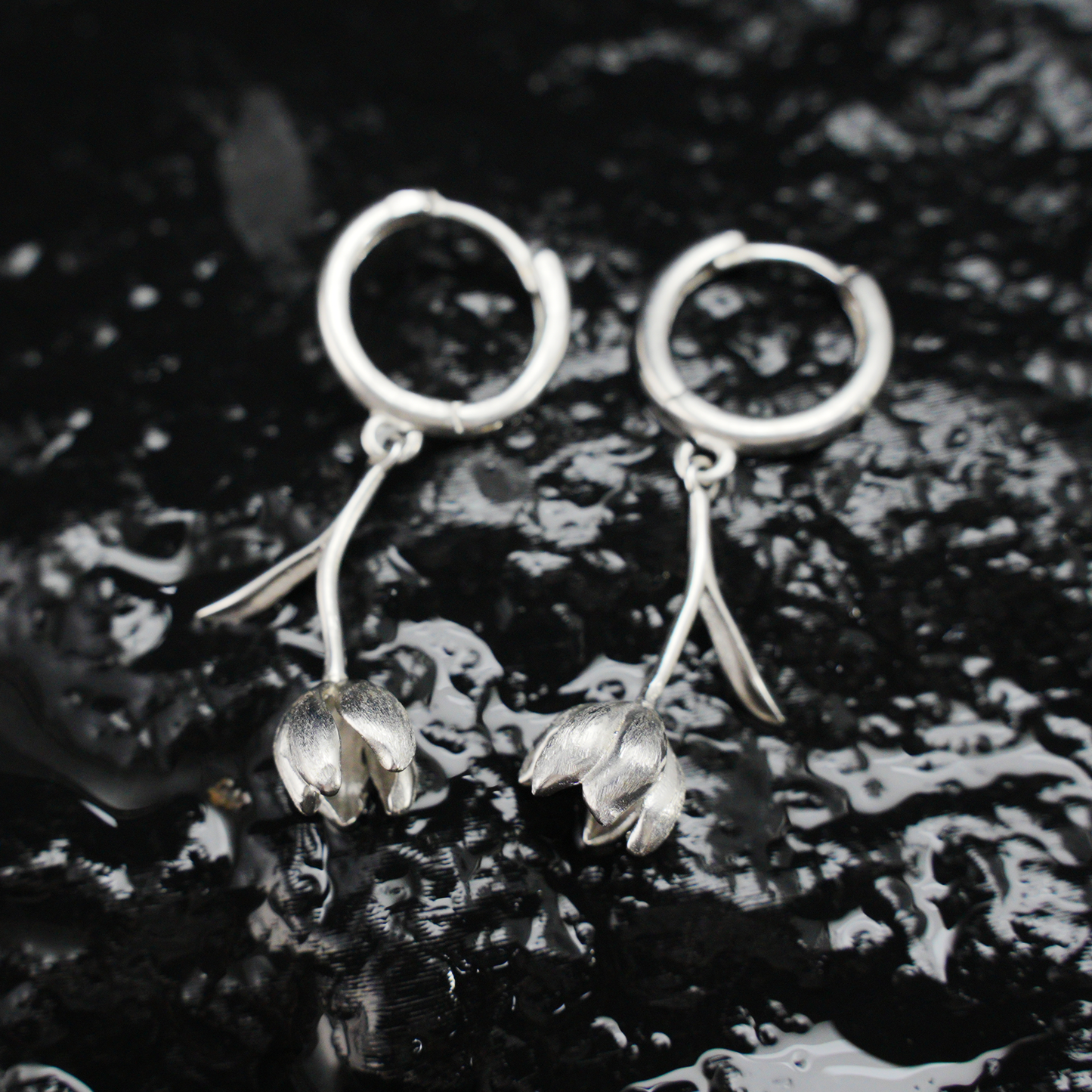 Botanical Bud Earrings, Minimalist Floral Drop Earrings, Nature Inspired Symbol of Growth and Quiet Emotion