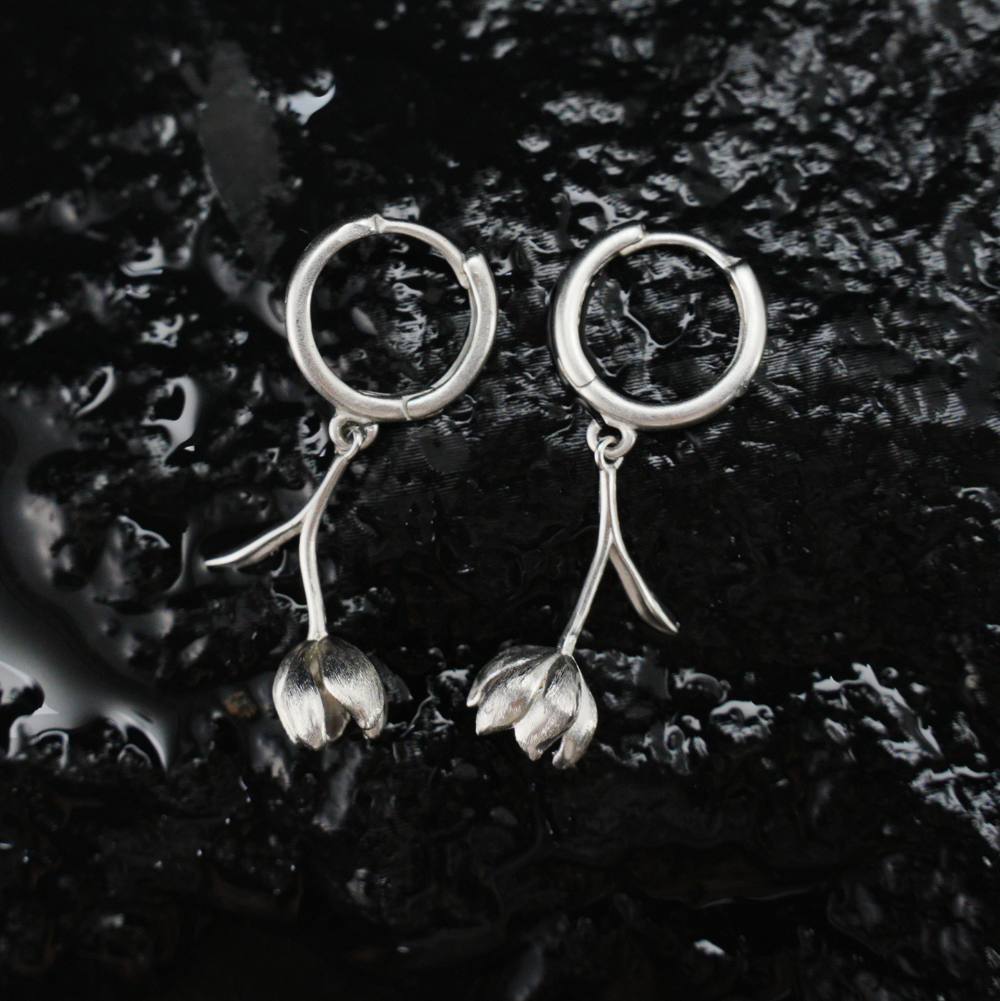Botanical Bud Earrings, Minimalist Floral Drop Earrings, Nature Inspired Symbol of Growth and Quiet Emotion