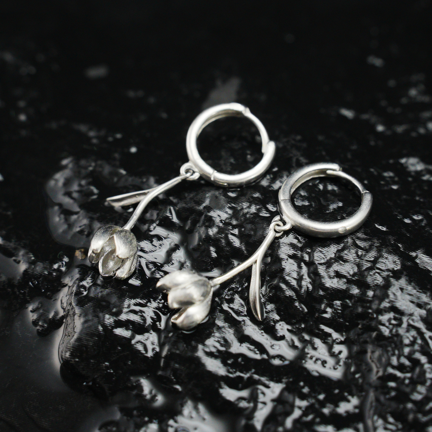 Botanical Bud Earrings, Minimalist Floral Drop Earrings, Nature Inspired Symbol of Growth and Quiet Emotion