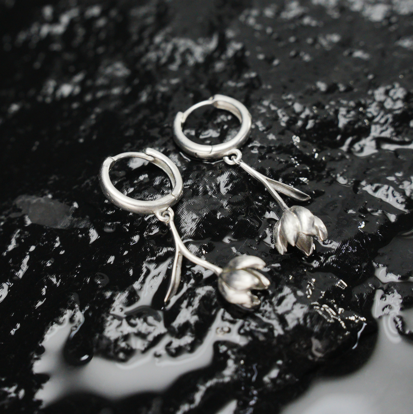 Botanical Bud Earrings, Minimalist Floral Drop Earrings, Nature Inspired Symbol of Growth and Quiet Emotion