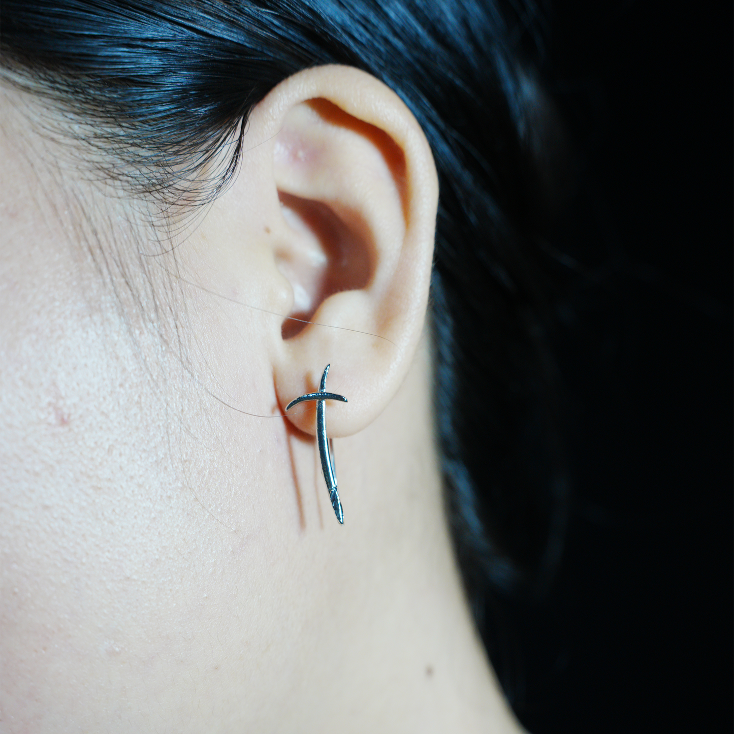 Dagger Stud Earring, Gothic Knife Ear Jewelry, Punk Minimalist Sword Piercing for Unisex