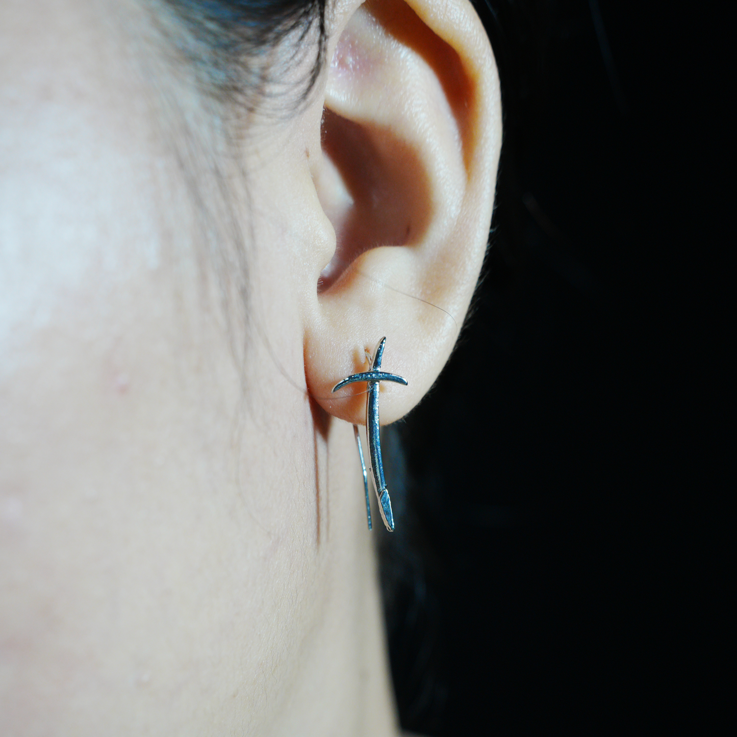 Dagger Stud Earring, Gothic Knife Ear Jewelry, Punk Minimalist Sword Piercing for Unisex