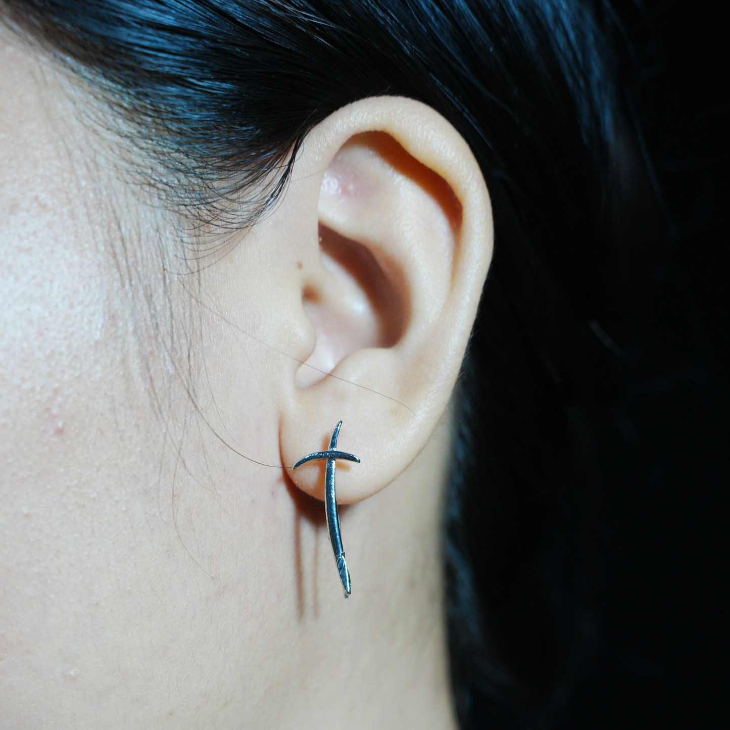 Dagger Stud Earring, Gothic Knife Ear Jewelry, Punk Minimalist Sword Piercing for Unisex