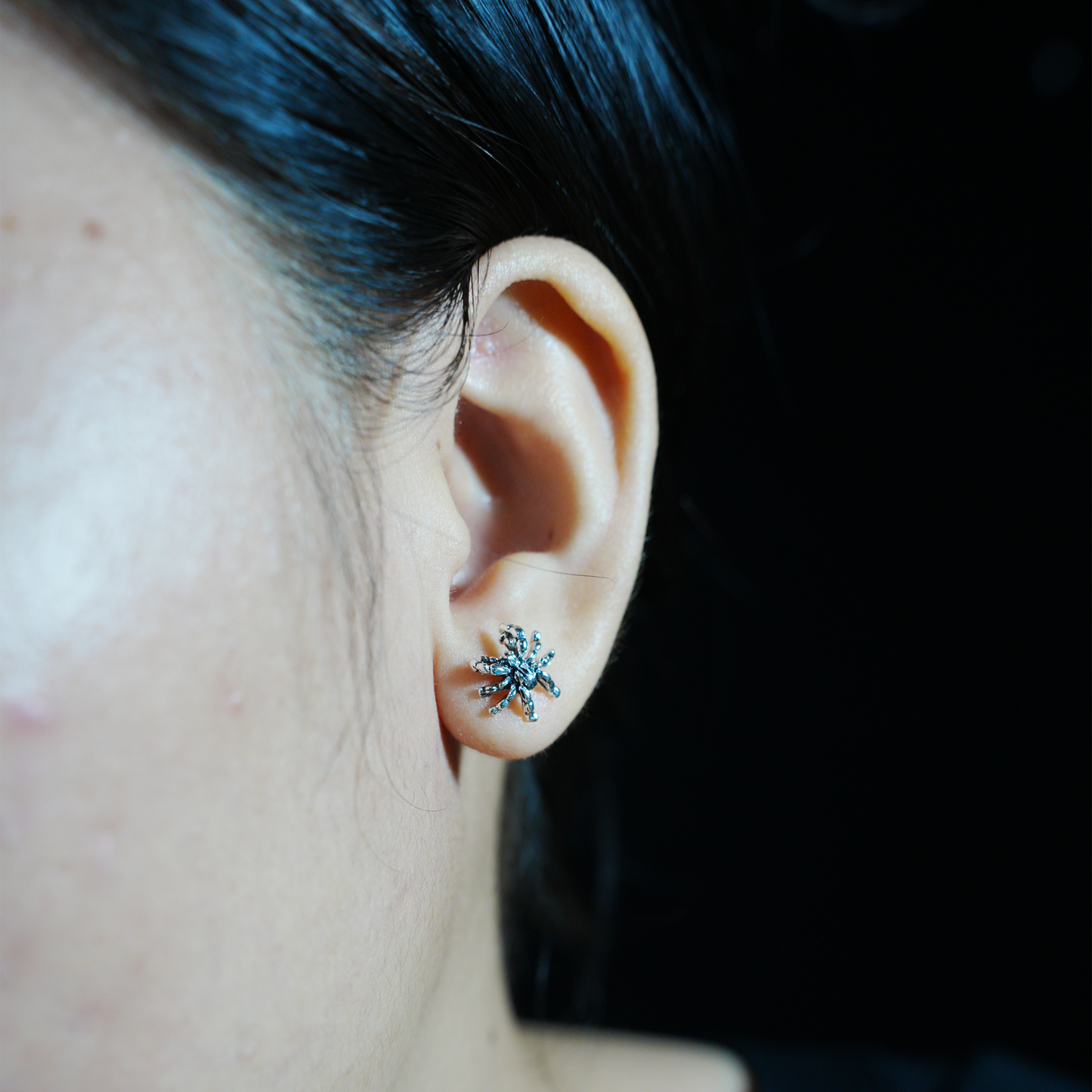 Spinnen Ohrstecker für Damen und Herren, Gothic Punk Style Einzelohrstecker, handgefertigter Spinnenschmuck, Symbolisches Tier Totem Geschenk
