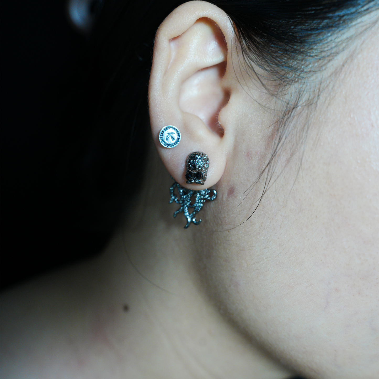 Vogelstempel Ohrstecker, Gothic Runder Siegel Ohrstecker, Minimalistischer Tier Totem Schmuck für Unisex Geschenk