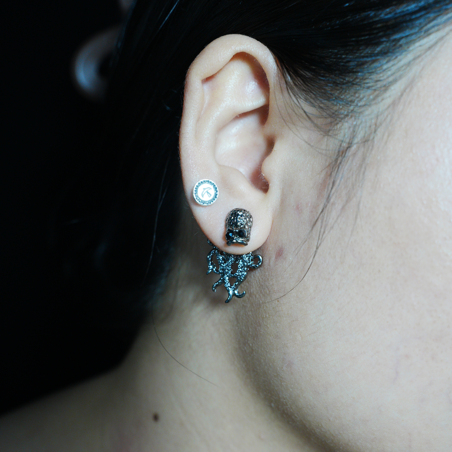 Vogelstempel Ohrstecker, Gothic Runder Siegel Ohrstecker, Minimalistischer Tier Totem Schmuck für Unisex Geschenk