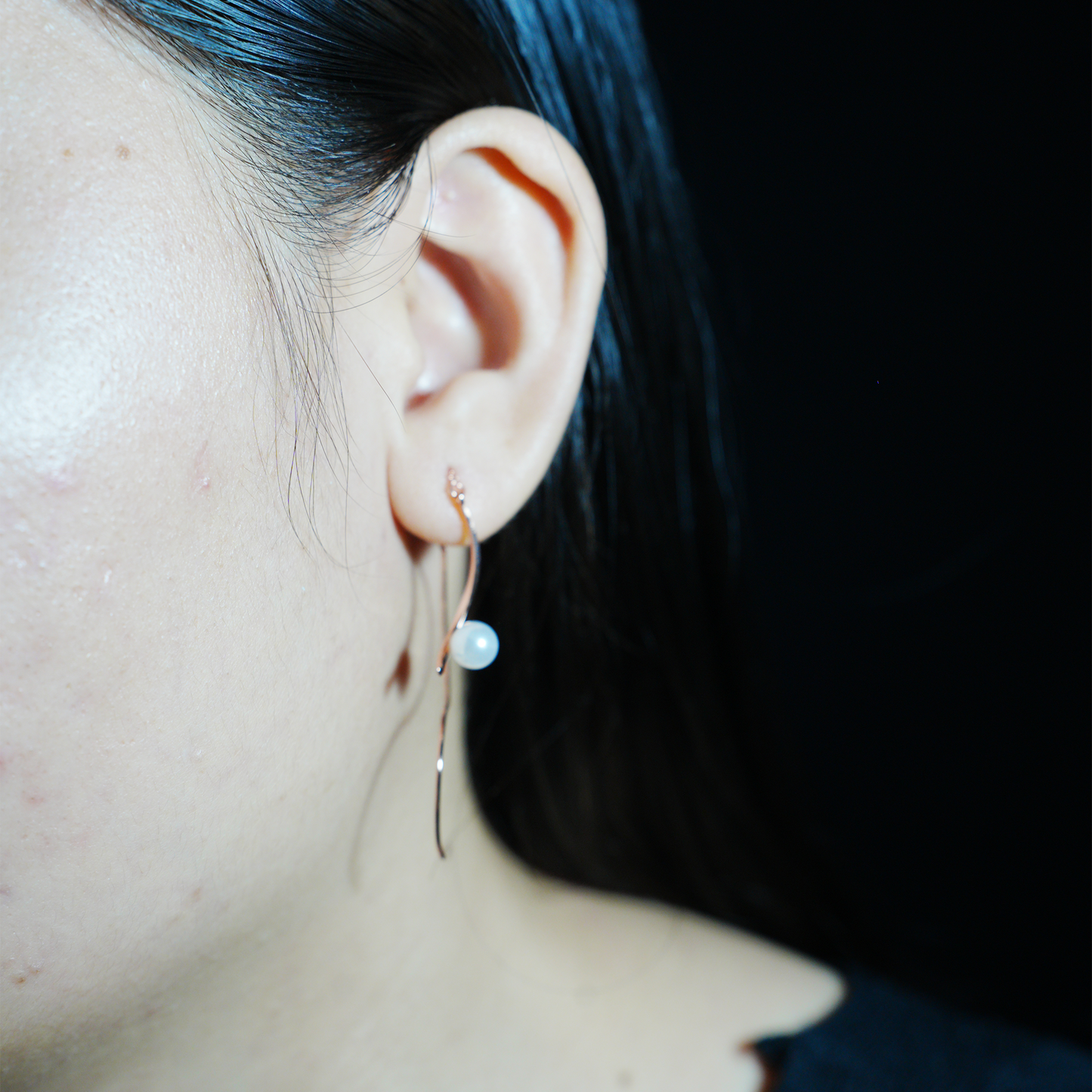 Minimalist Pearl Threader Earrings, Elegant Dangle Design, Delicate Gift for Women
