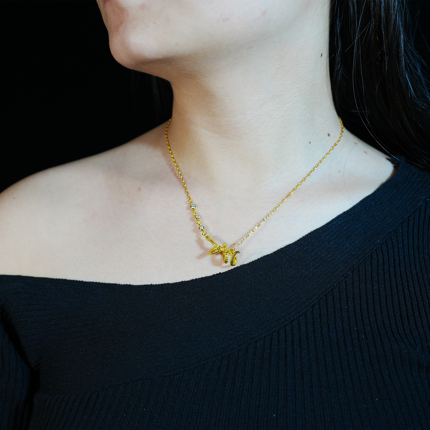 Gold Snake Pendant Necklace | Mystical Serpent Design | Amulet Jewelry
