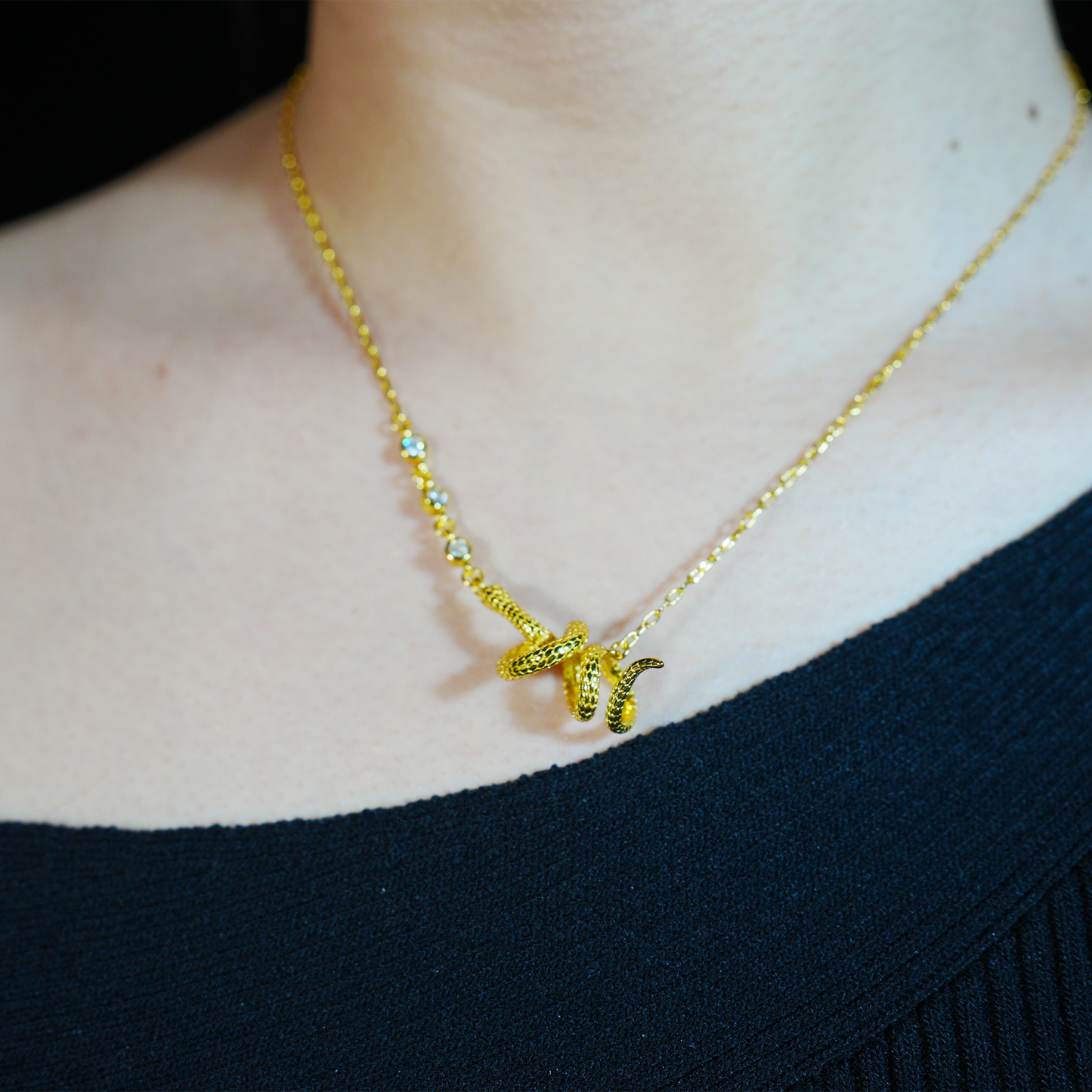 Gold Snake Pendant Necklace | Mystical Serpent Design | Amulet Jewelry