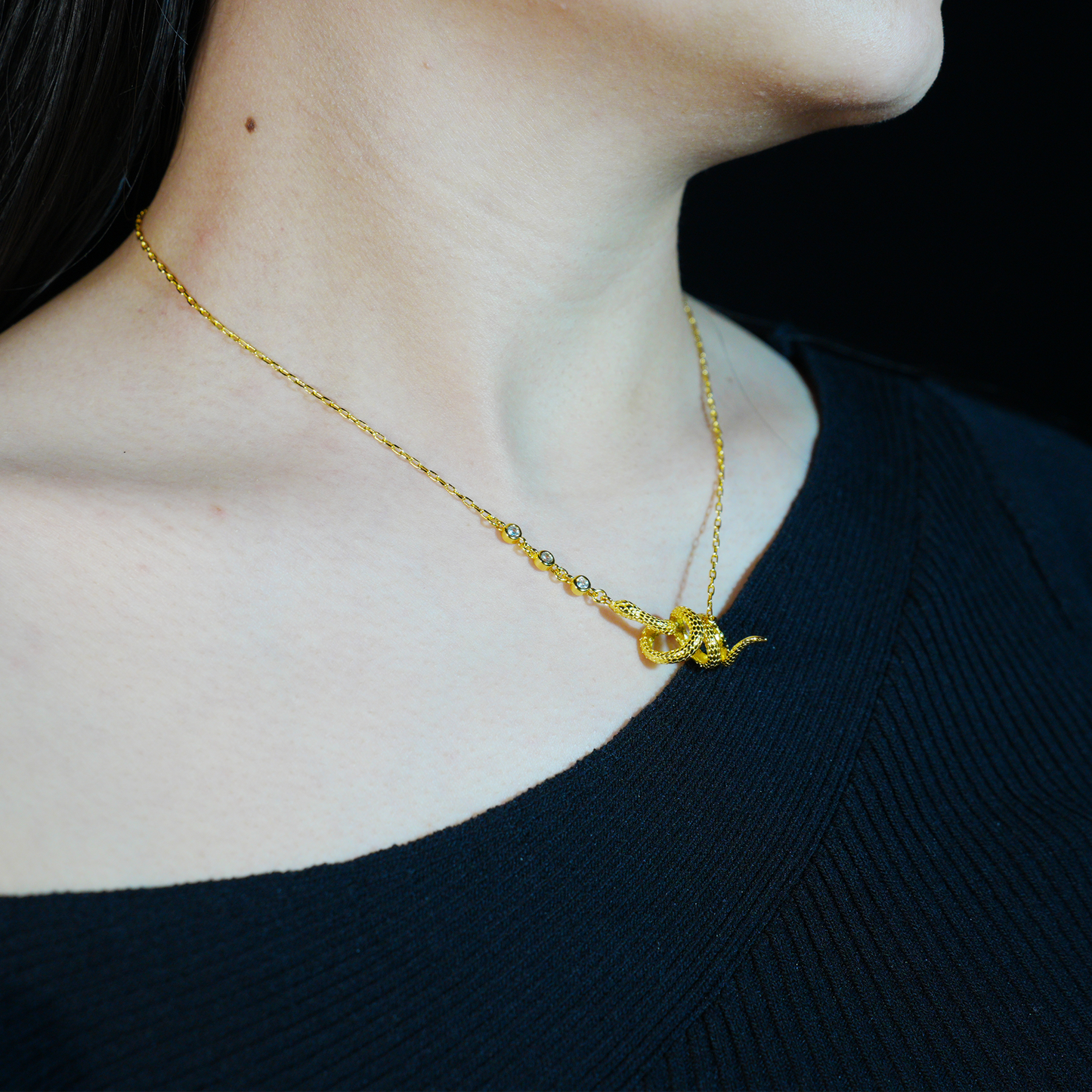 Gold Snake Pendant Necklace | Mystical Serpent Design | Amulet Jewelry