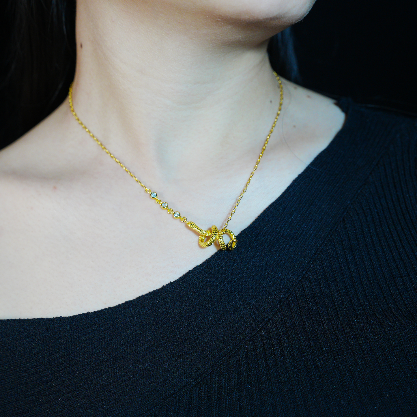 Gold Snake Pendant Necklace | Mystical Serpent Design | Amulet Jewelry