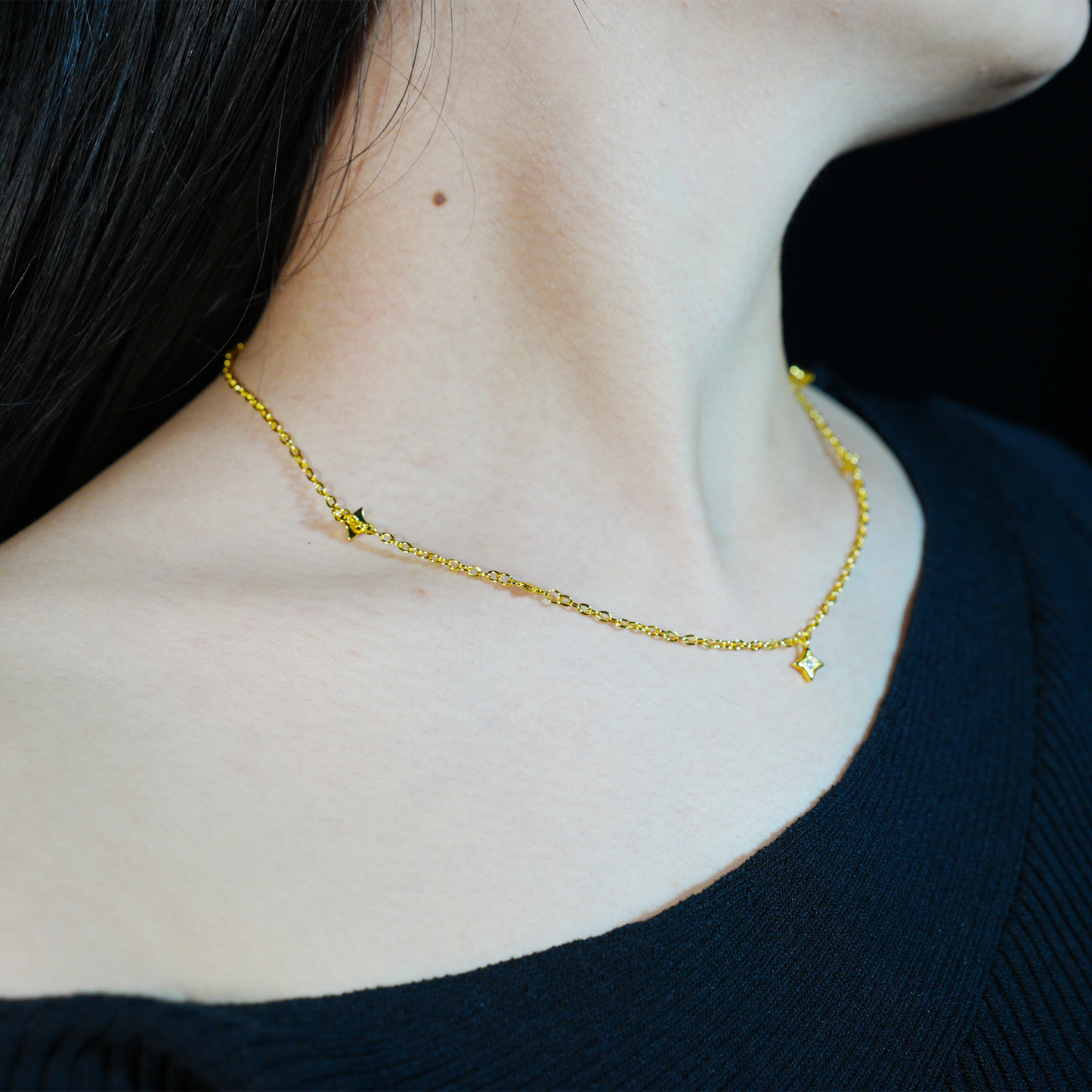 Wunschstern-Halskette, Minimalistische goldene Sternkette für Frauen, zierliches, schickes Layering-Schmuckgeschenk