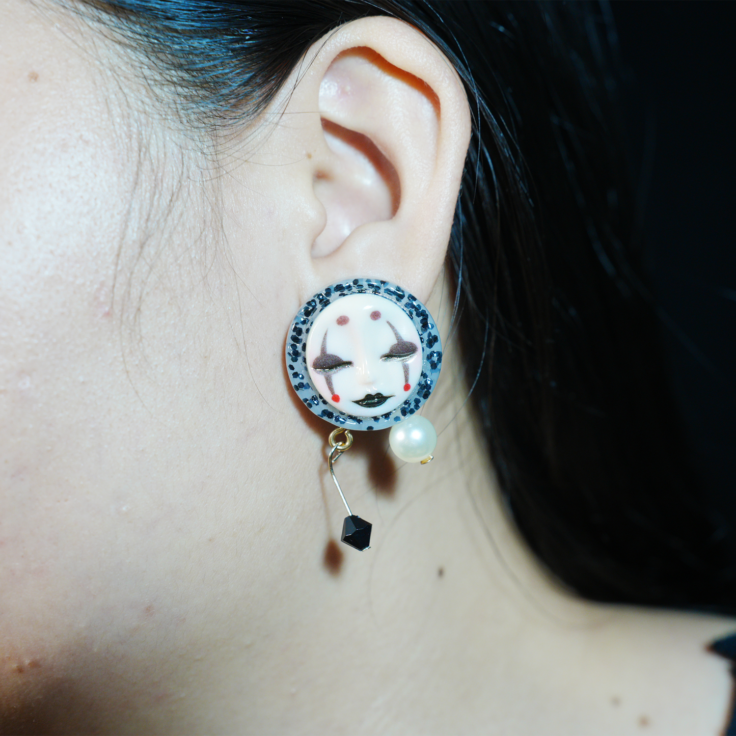 Gothic Drama Mask Earrings | Emotional Artistic Studs | Unique Gift for Her with Bold Personality