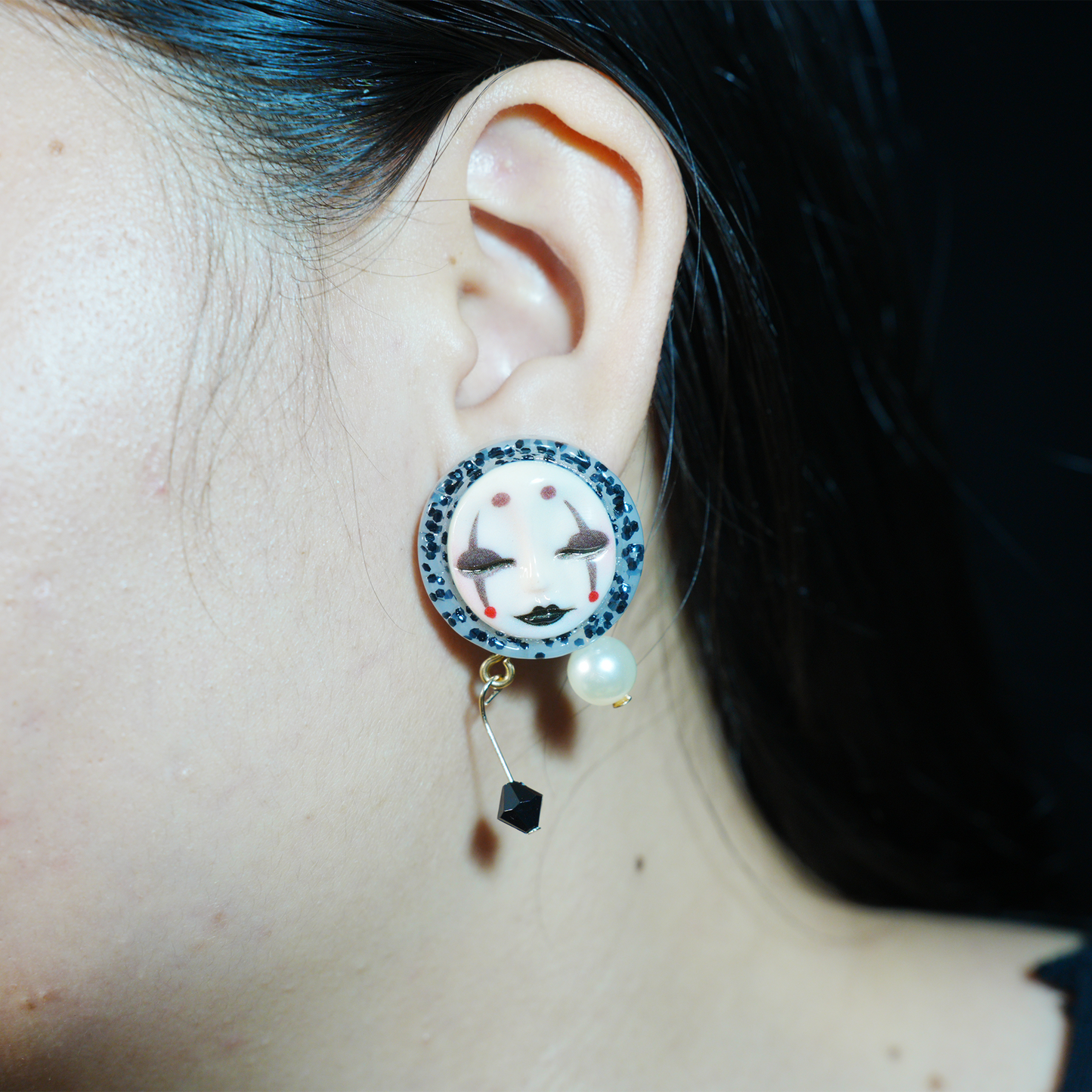 Gothic Drama Mask Earrings | Emotional Artistic Studs | Unique Gift for Her with Bold Personality