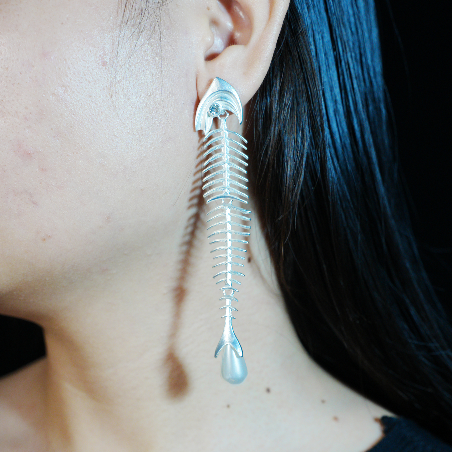 Deconstructed Fishbone Drop Earrings | Gothic Style Statement Jewelry | Bold Gift for Artistic Women Who Love Unique Design