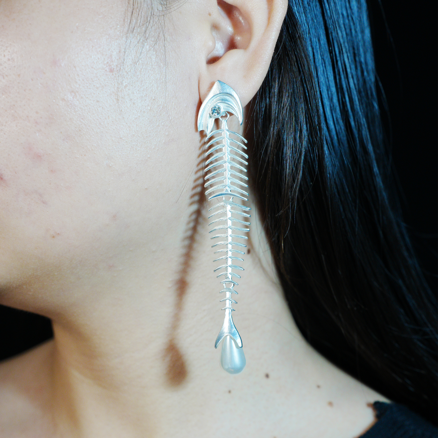 Deconstructed Fishbone Drop Earrings | Gothic Style Statement Jewelry | Bold Gift for Artistic Women Who Love Unique Design