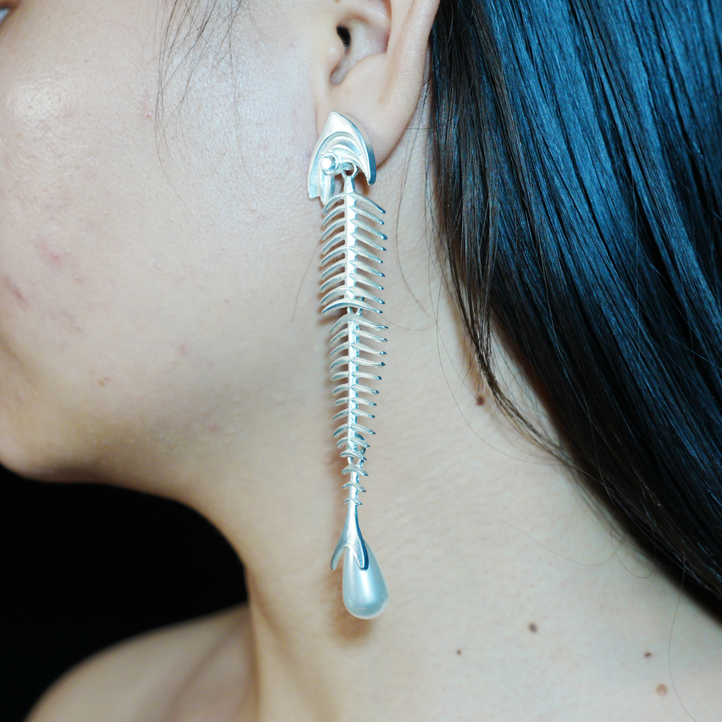 Deconstructed Fishbone Drop Earrings | Gothic Style Statement Jewelry | Bold Gift for Artistic Women Who Love Unique Design