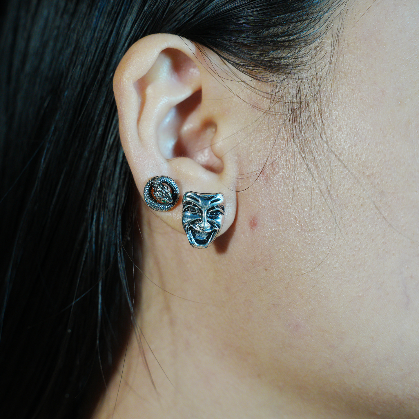 Coiled Snake Talisman Earrings | Gothic Spiritual Studs with Ouroboros Symbol | Unique Birthday Gift for Mystic Jewelry Lovers