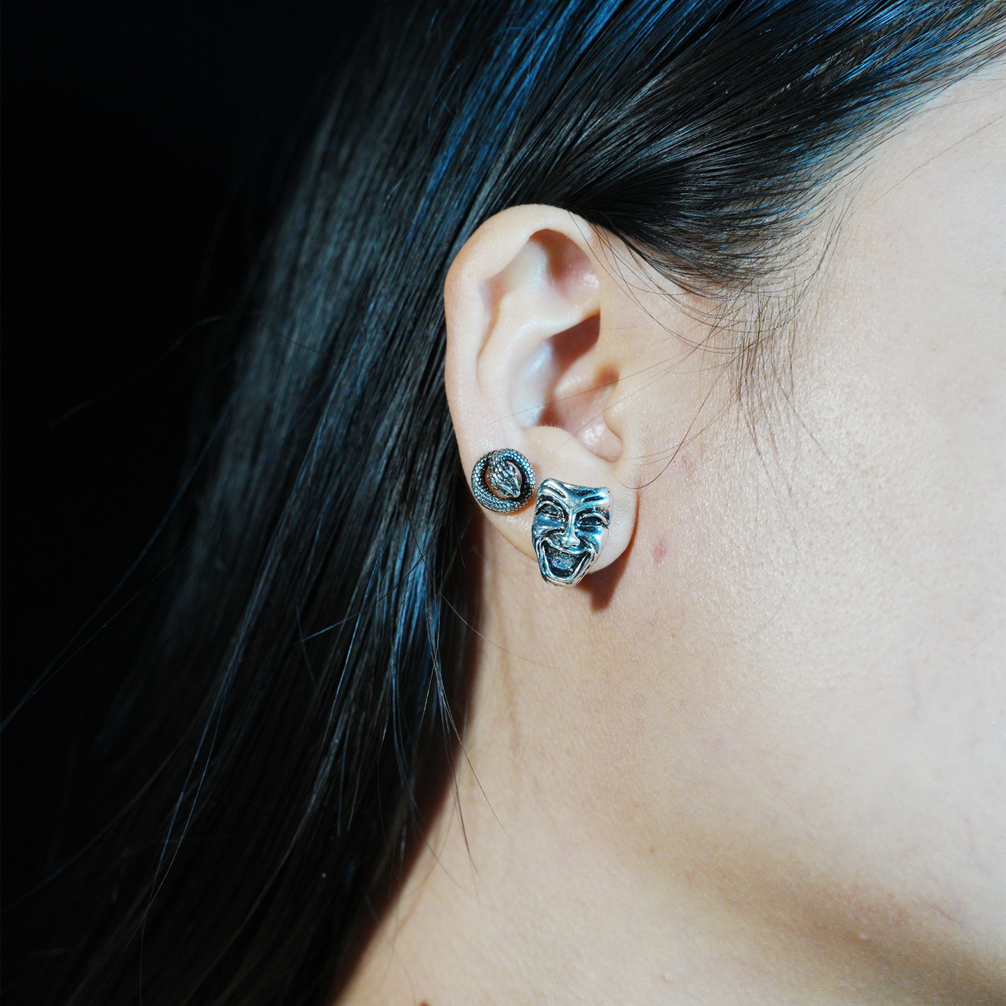 Coiled Snake Talisman Earrings | Gothic Spiritual Studs with Ouroboros Symbol | Unique Birthday Gift for Mystic Jewelry Lovers