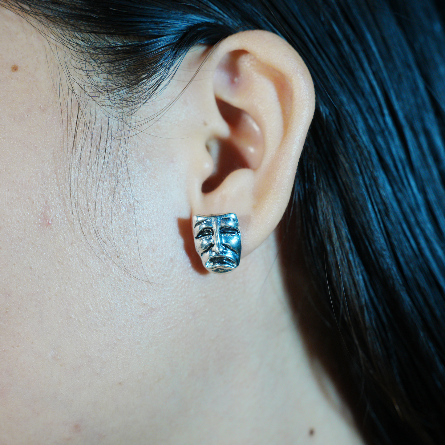 Drama Mask Earrings | Comedy & Tragedy Dual Faces | Artistic Statement Jewelry