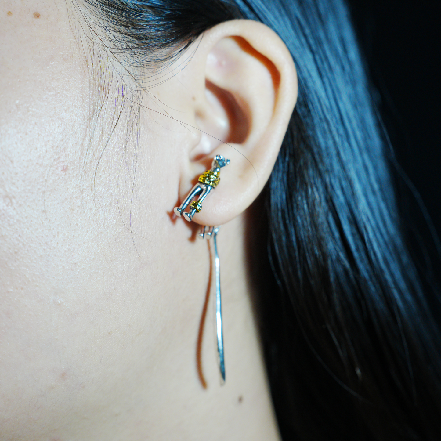 Egyptian Cat Stud Earring, Single Bastet Totem Earring for Women, Spiritual Protection Jewelry, Cat Lover Gift