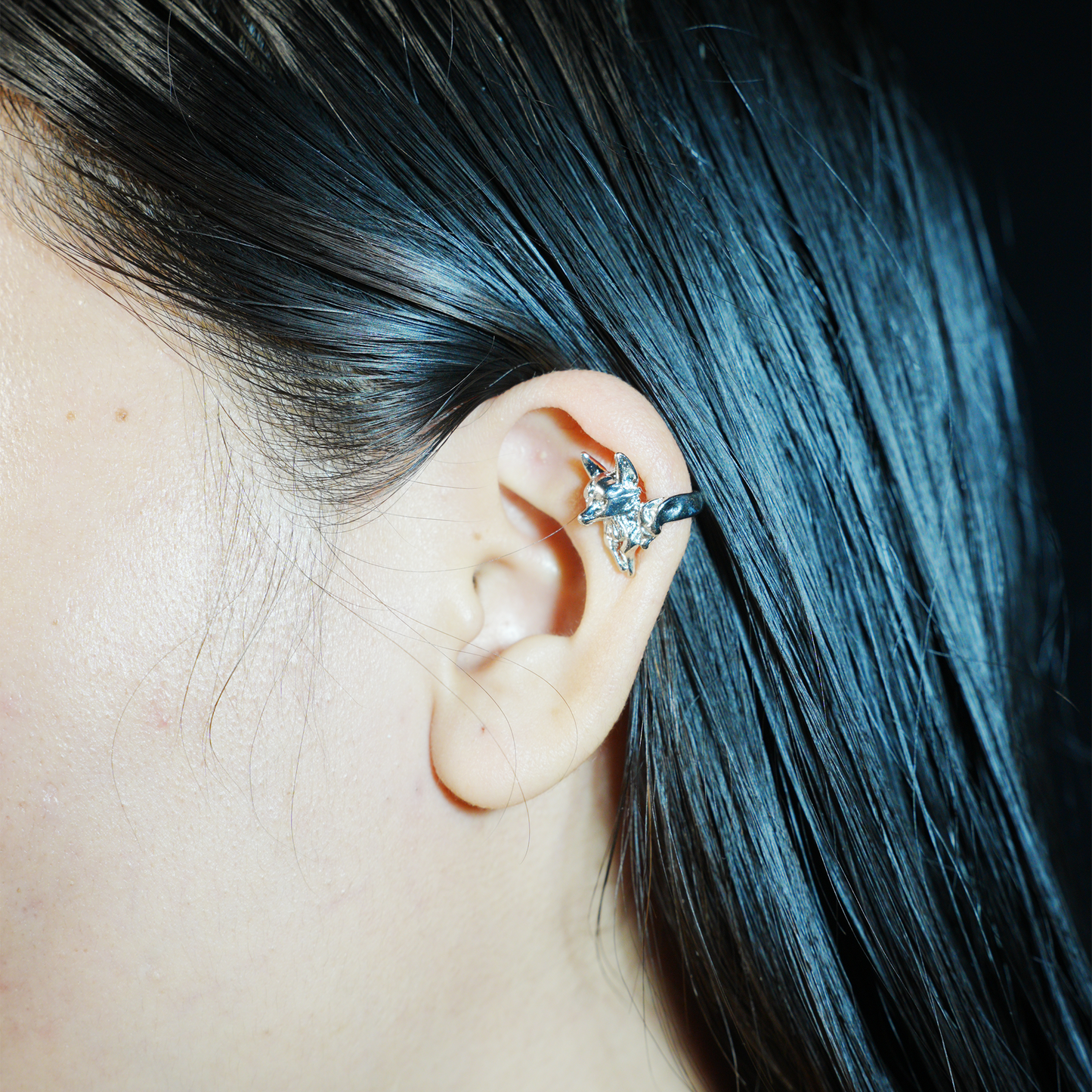 Fox Ear Wrap | Spiritual Totem Earring | Non-Pierced Ear Hook | Mystical Animal Jewelry | Handmade Nature-Inspired Gift