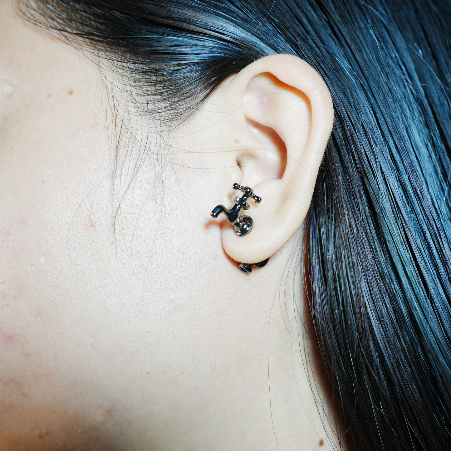 Faucet Earrings Quirky Metal Tap Studs, Punk Industrial Style Water Valve Jewelry, Funny Statement Earrings for Women
