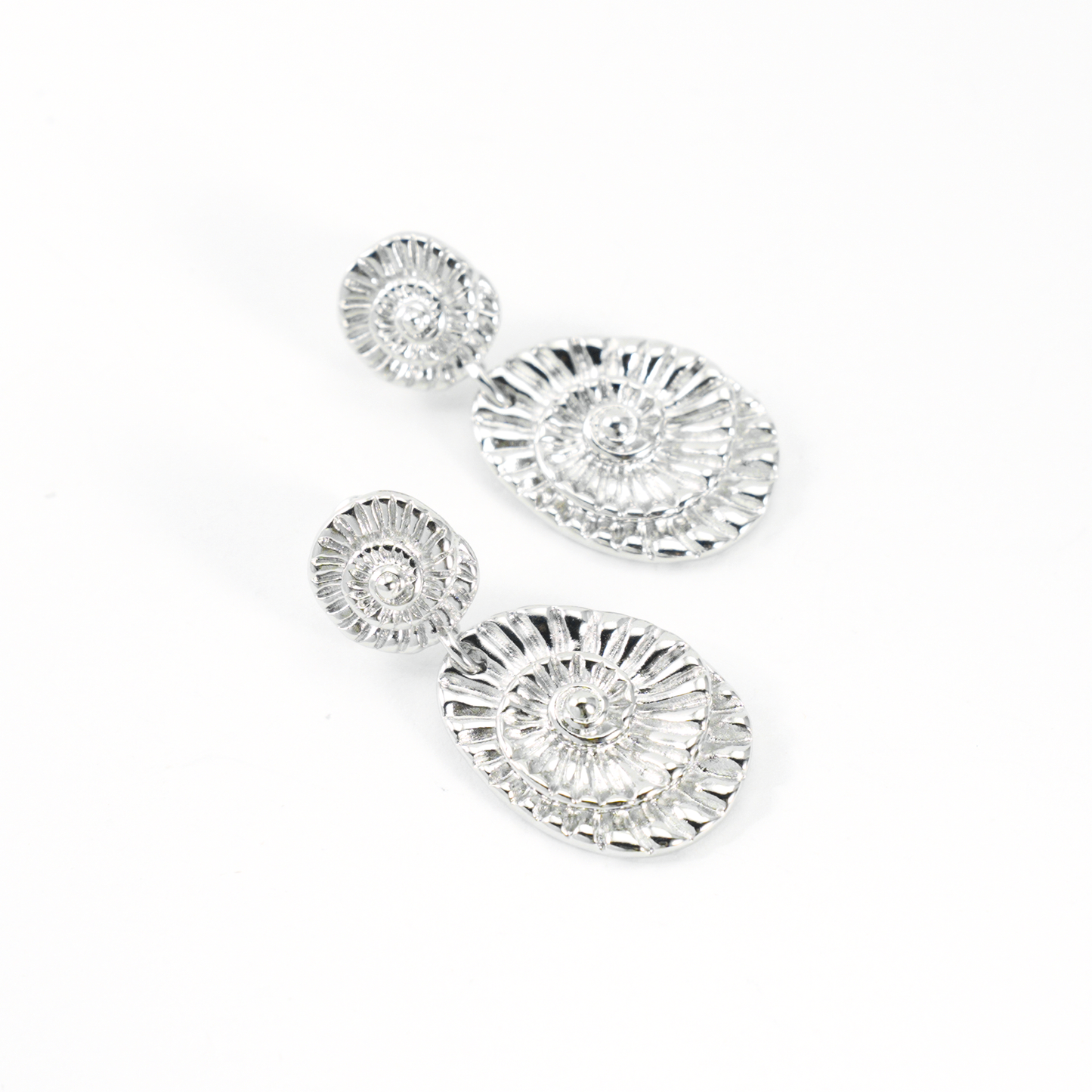 Spiralförmige Tropfen Ohrringe, Fossil Ammonit inspirierter Schmuck, Geschenk für Frauen