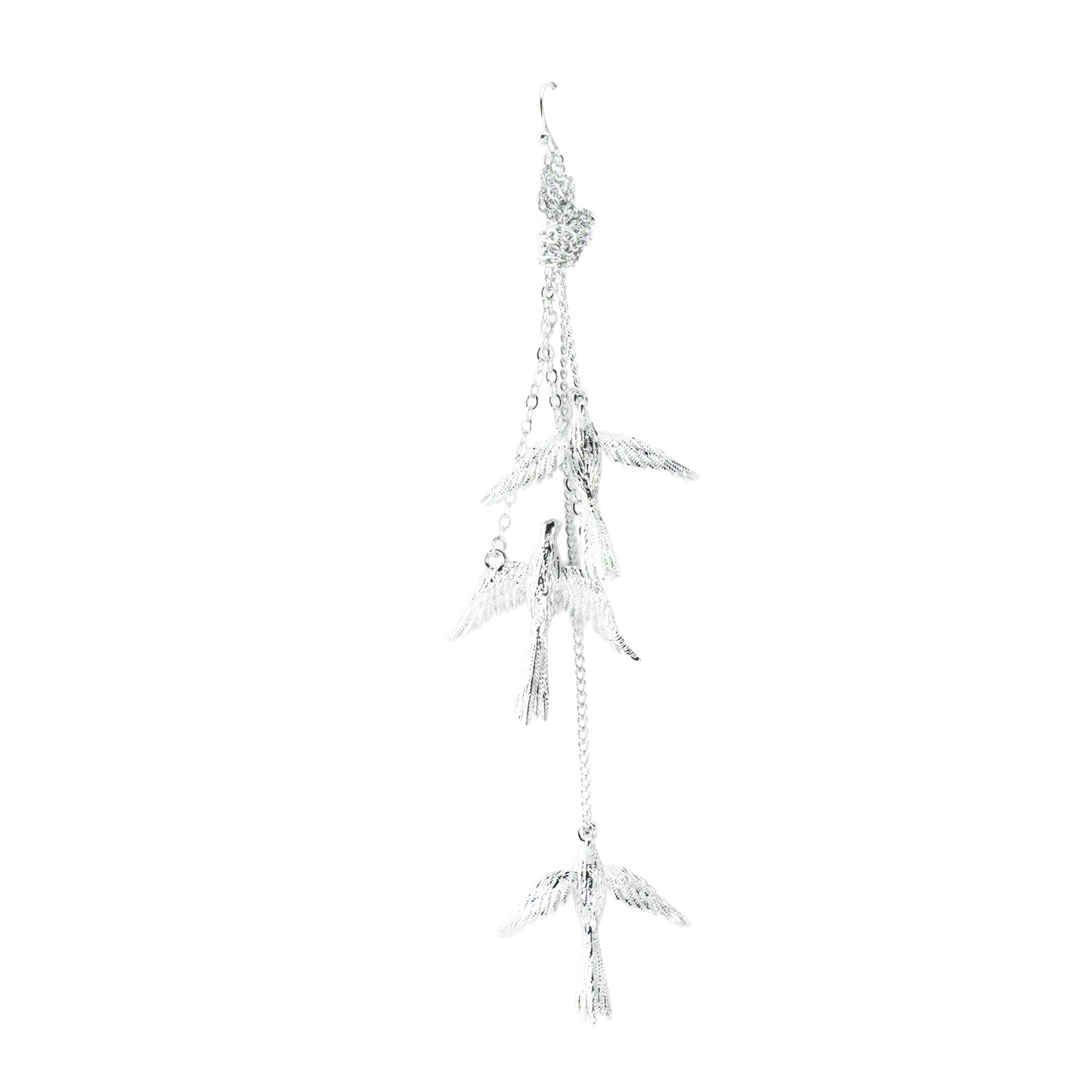 Bird Dangle Earrings, Triple Flying Birds Drop Design, Nature Animal Totem Jewelry, Long Statement Earrings for Women