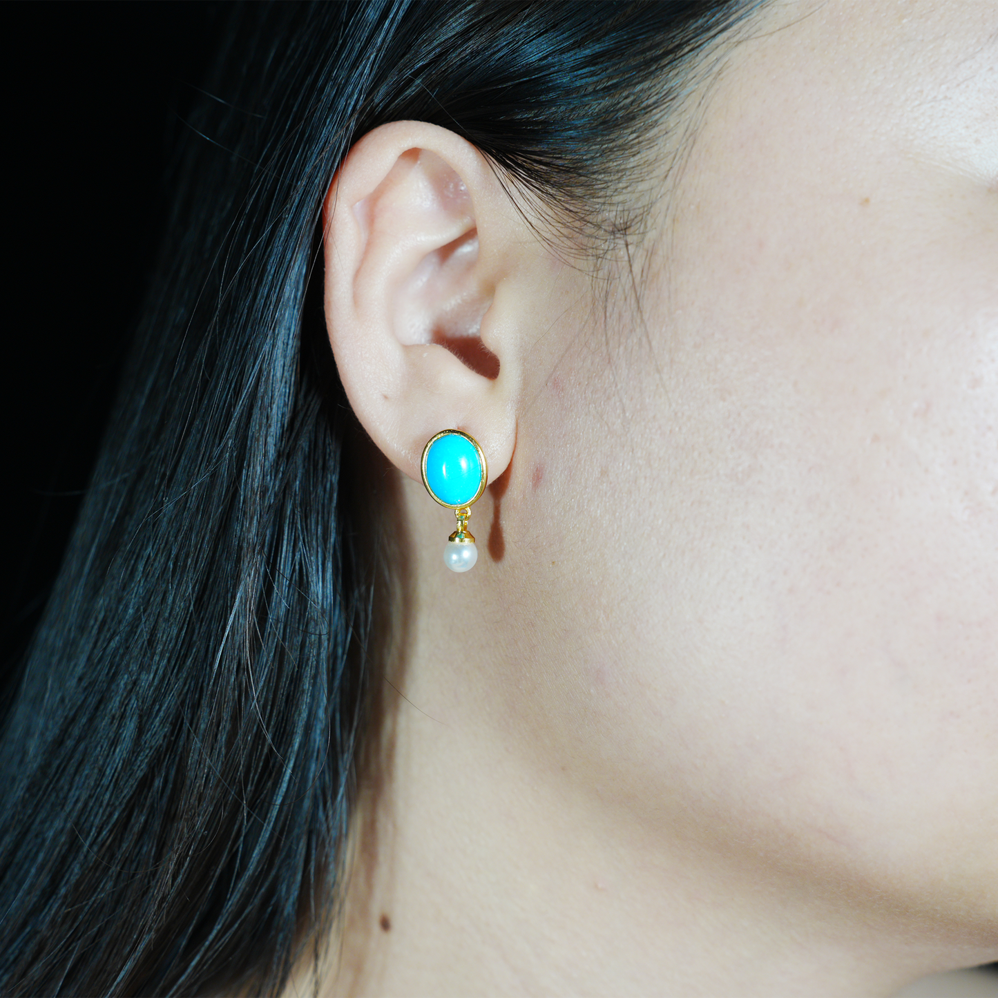 Blue Stud Earrings | Minimal Spiritual Jewelry | Vintage-Inspired Look | Elegant Everyday Design | Nature-Inspired Artistic Accessory