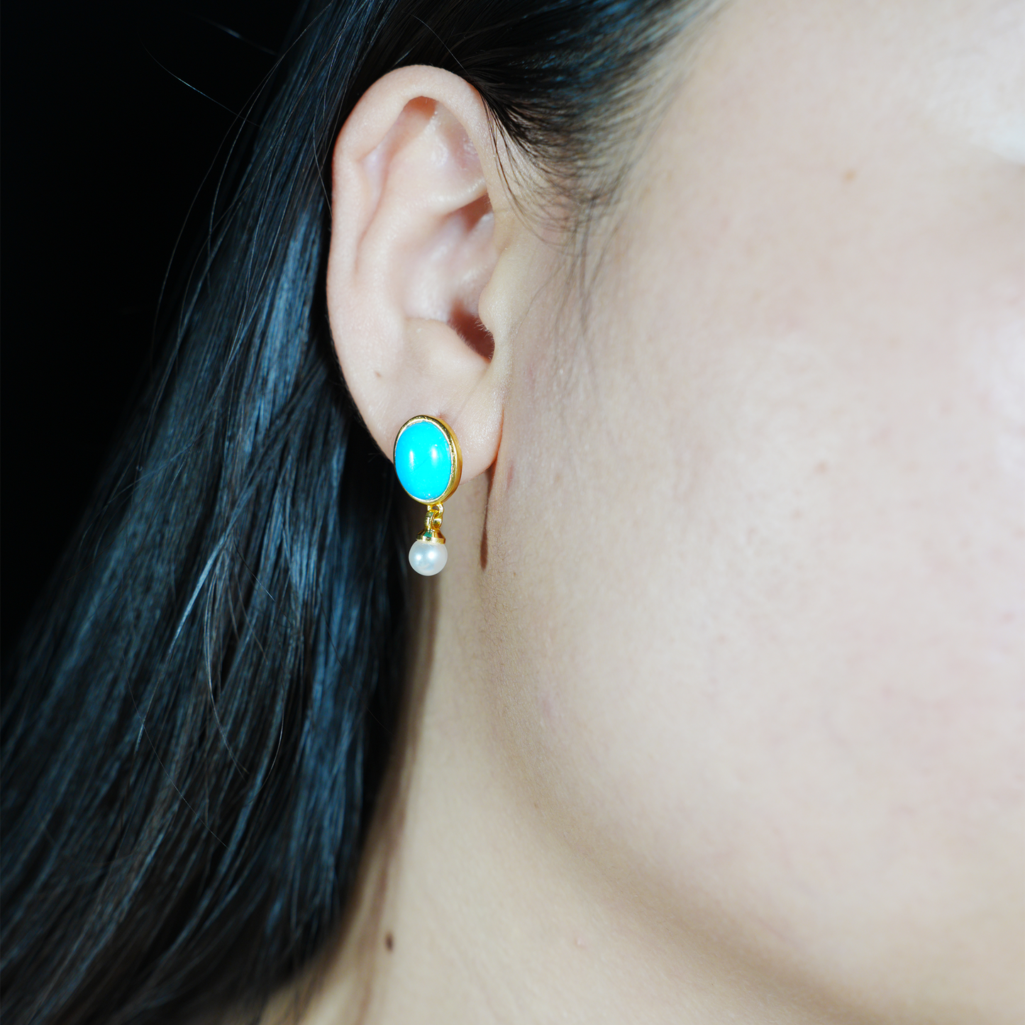 Blue Stud Earrings | Minimal Spiritual Jewelry | Vintage-Inspired Look | Elegant Everyday Design | Nature-Inspired Artistic Accessory