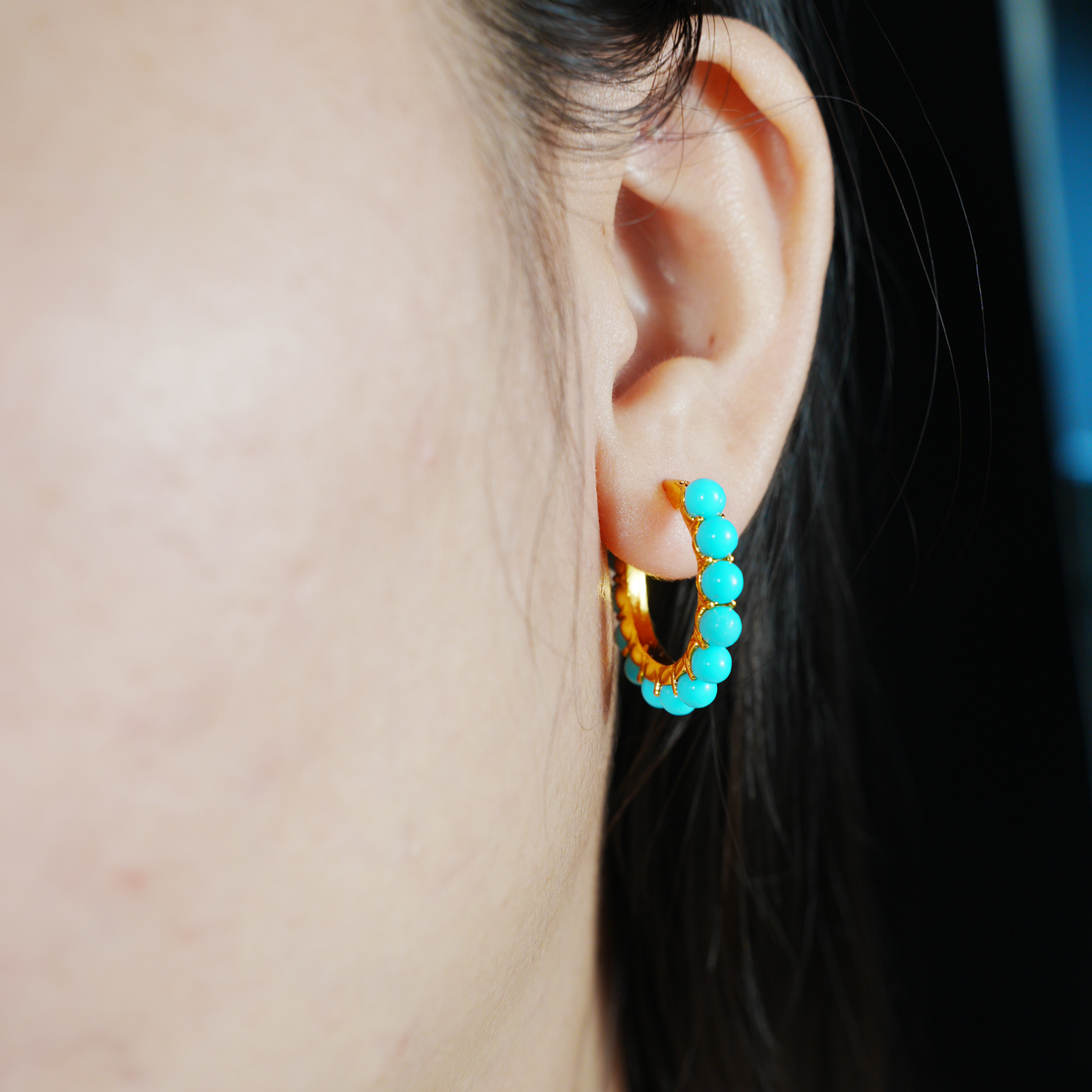 Böhmische Türkis Creolen Ethnoschmuck | Tribal Retro Style Tropfen Ohrringe
