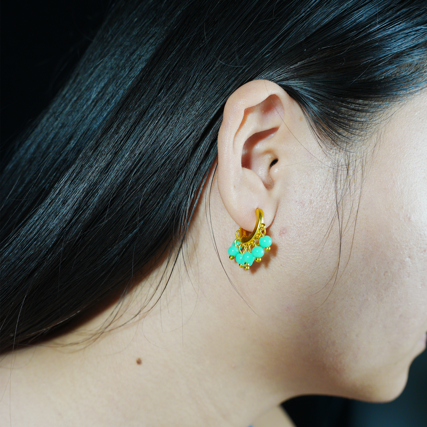 Türkisfarbene Ohrringe, Natürlicher Heilschmuck, Boho-Stil, handgemachtes Geschenk für Frauen