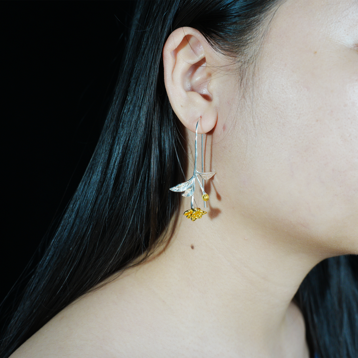 Silver Leaf Drop Earrings, Botanical Jewelry, Nature-Inspired Floral Dangle for Women