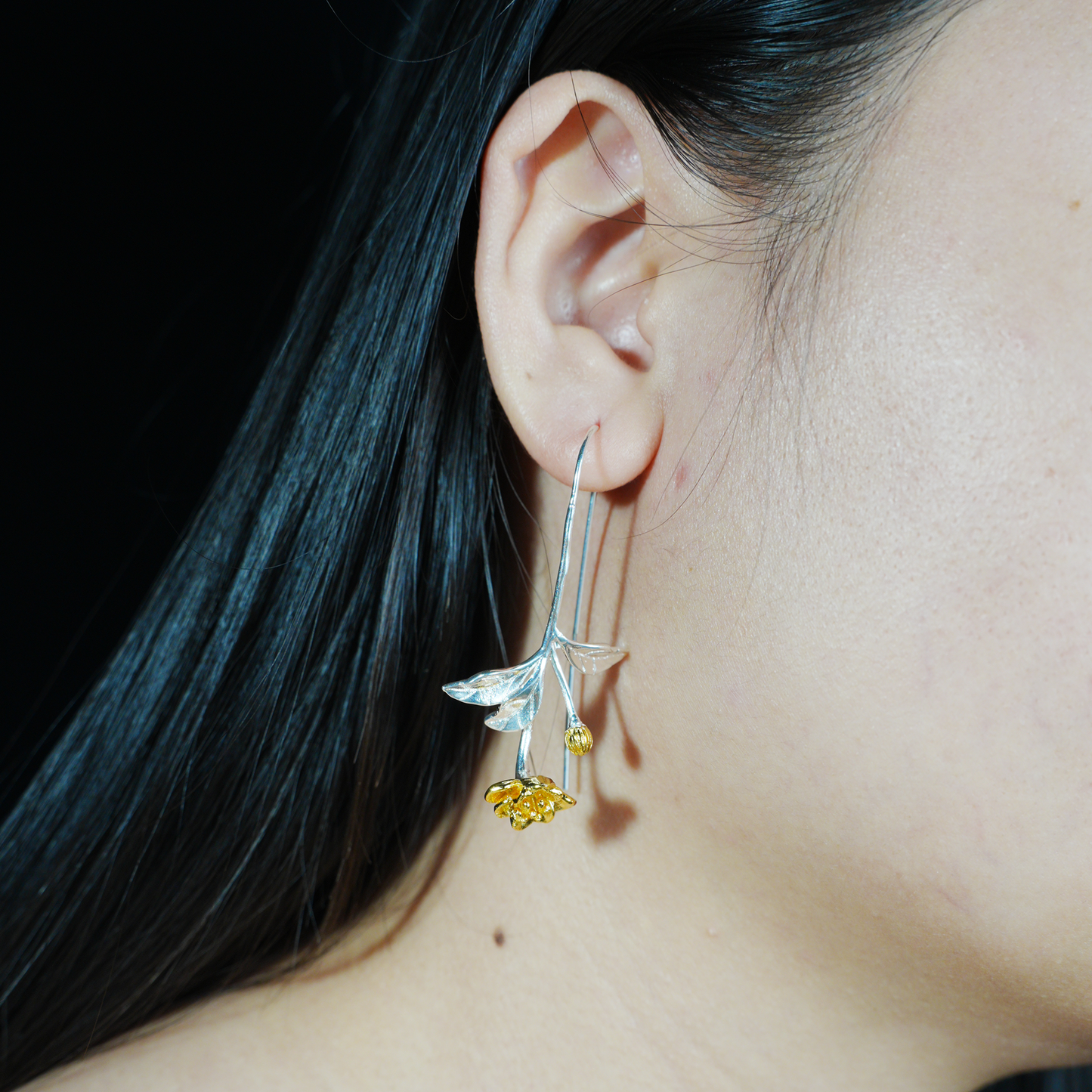 Silver Leaf Drop Earrings, Botanical Jewelry, Nature-Inspired Floral Dangle for Women