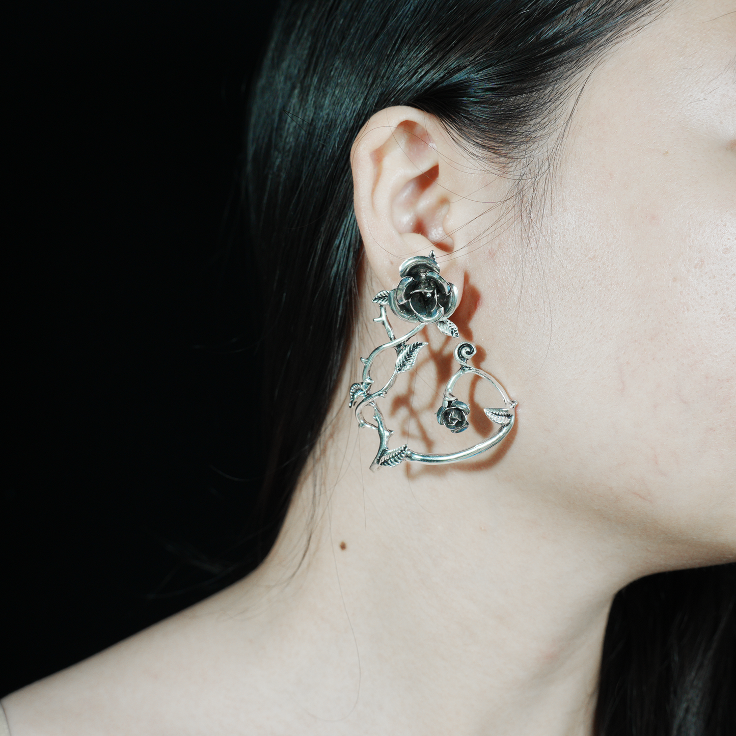 Gothic Rose Vine Earrings | Oversized Botanical Studs | Carved Flower Statement Earrings | Handmade Floral Jewelry Gift
