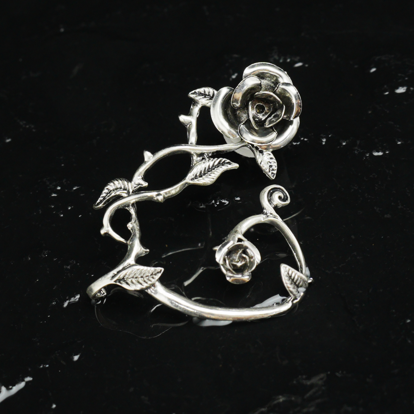 Gothic Rose Vine Earrings | Oversized Botanical Studs | Carved Flower Statement Earrings | Handmade Floral Jewelry Gift
