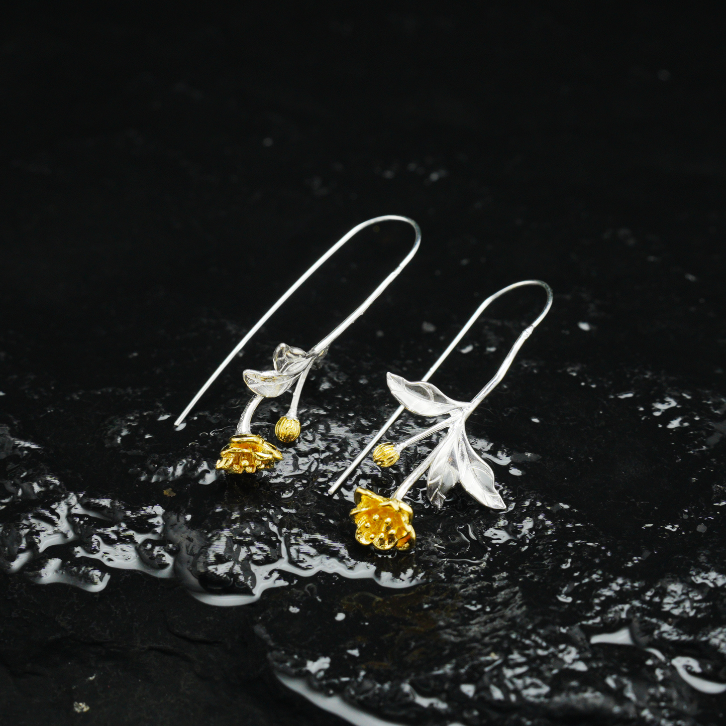 Silver Leaf Drop Earrings, Botanical Jewelry, Nature-Inspired Floral Dangle for Women